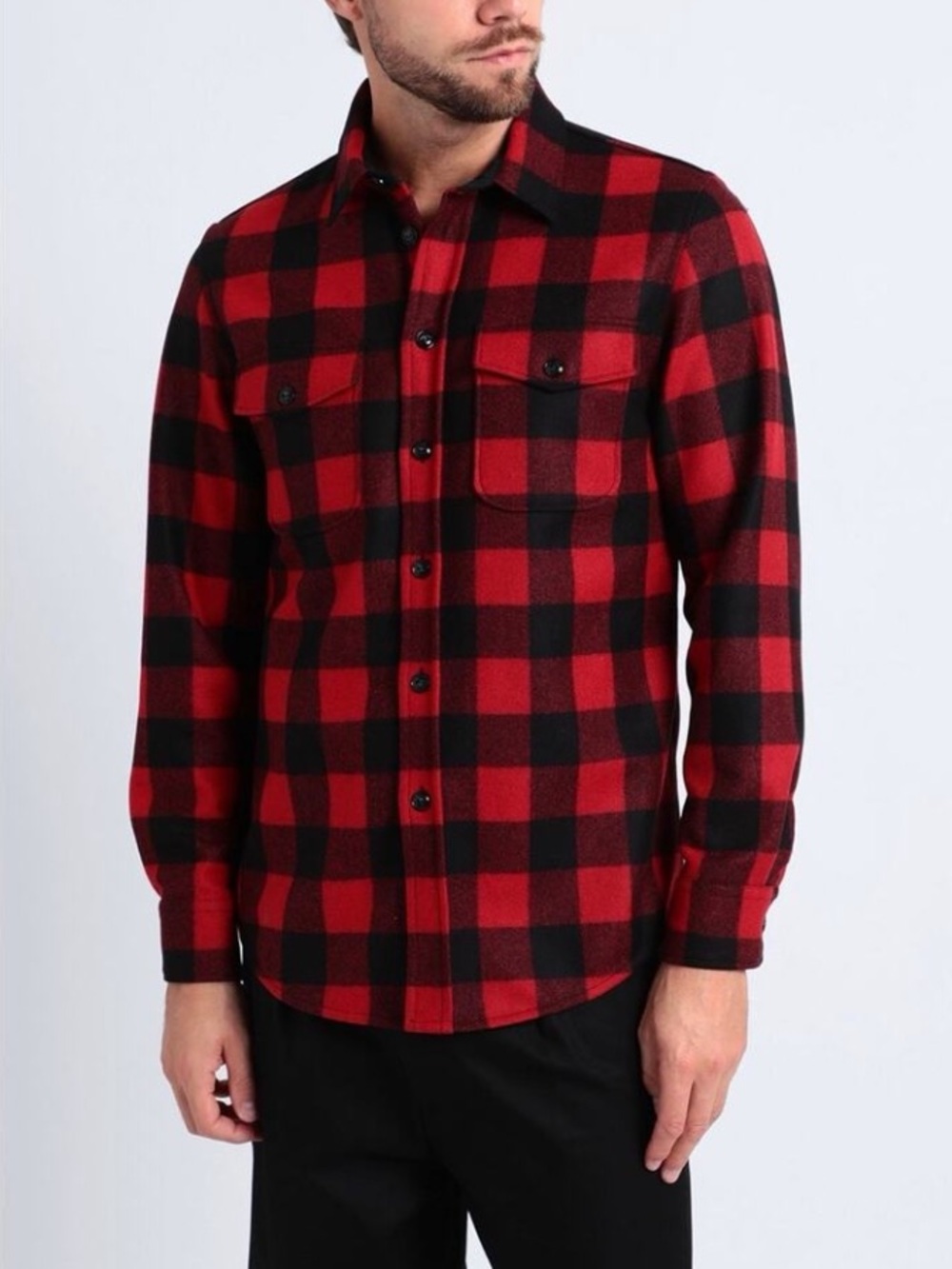 Woolrich Red and Black Buffalo Plaid Men’s Button-Up Flannel Shirt Size M
